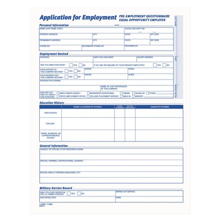 TOPS Employee Application Form, PK25 3288